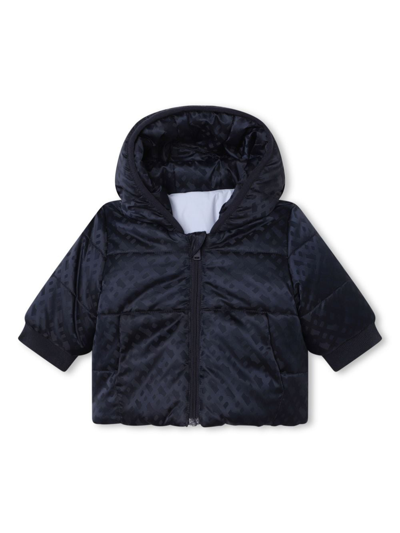 Bosswear Babies' Reversible Monogram-pattern Padded Coat In Blue