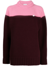 Patou Maroon Wool Two-tone Knitted Jumper In Red