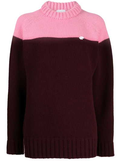 Patou Two-tone Knitted Jumper In Red