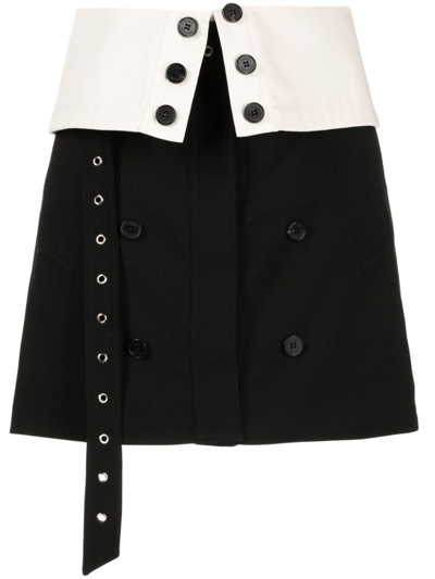 Rokh Button Flap-detail Miniskirt In Black