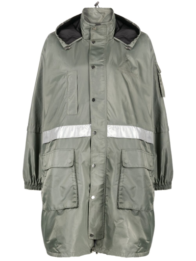 Rokh Multi-pocket Hooded Parka Coat In Green