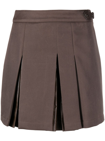 Lvir Brown Pleated Mini Skirt
