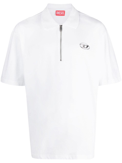 Diesel T-vor Cotton-jersey Polo Shirt In White