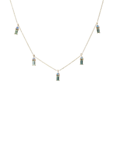 Wwake 14kt Yellow Gold Crest Tourmalines And Opal Necklace