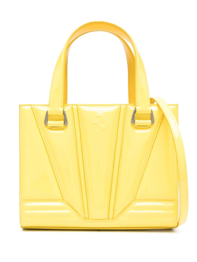 Ferrari Logo-embossed Patent-leather Tote Bag In Yellow