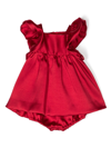 Hucklebones London Satin Flutter-sleeve Dress In Red