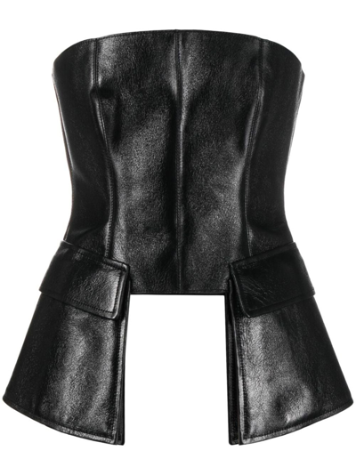 Andreädamo Wet Leather Corset In Black