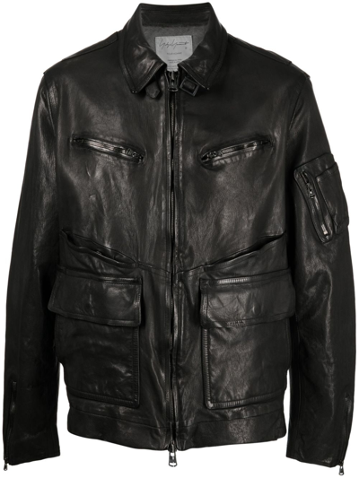 Yohji Yamamoto Zip-up Leather Jacket In Black