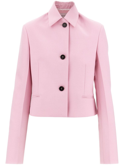 Ferragamo Double-face Matte Wool Short Jacket In Pink