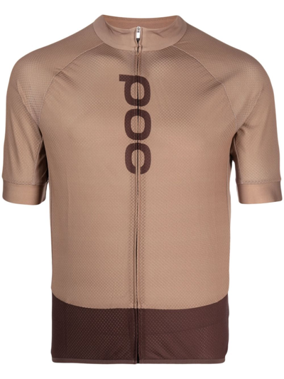 Poc Logo-print Zipped Cycling Top In Neutrals