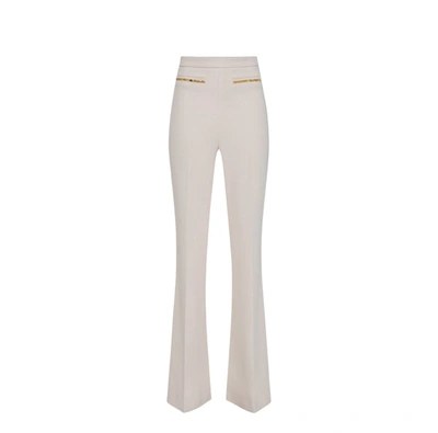 Elisabetta Franchi Butter Palazzo Pants With Chain In White
