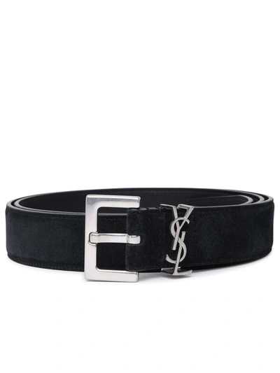 SAINT LAURENT SAINT LAURENT YSL BLACK SUEDE BELT