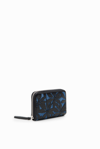 Desigual Small Die-cut Floral Wallet In Blue