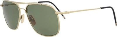 Pre-owned Thom Browne Authentic  Sunglasses Tb 103 A-gld12k Gold W/ Green Lens "new" 58mm