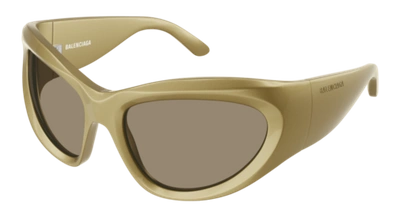 Pre-owned Balenciaga Sunglasses Bb0228s 004 Gold Brown Woman