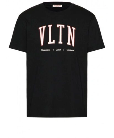 Pre-owned Valentino Garavani Men Red Outline Short Sleeve Crew Neck Cotton Black T-shirt