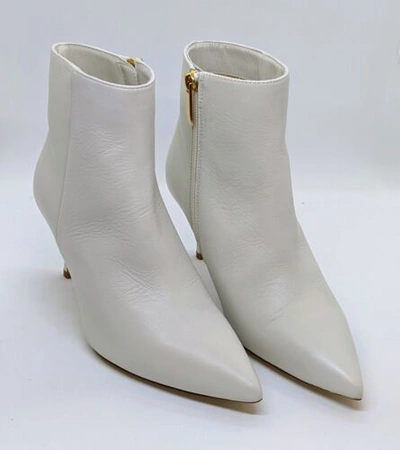 Pre-owned L Agence L'agence Aimee Ii Leather Ankle Bootswhite In White