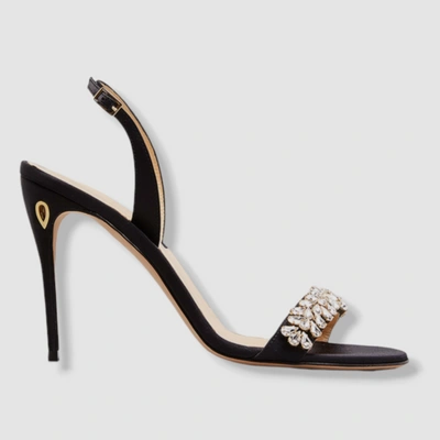 Pre-owned Jennifer Chamandi $930  Womens Black Tommaso Satin Sandal Shoes Eu 38.5/us 8.5