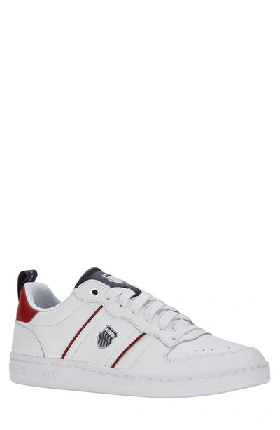 K-swiss Lozan Match Leather Tennis Shoe In White/ Samba/ Peacoat