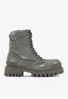 Balenciaga Green Lace-up Combat Boots In Khaki