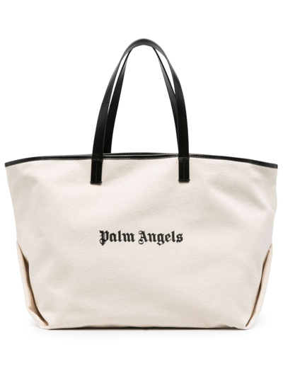 Palm Angels Logo Tote Bag In White