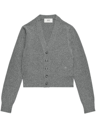 Ami Alexandre Mattiussi Tonal Ami De Caur Cardigan In Grey