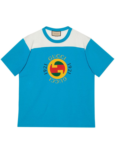Gucci Cotton Jersey T-shirt With  Print In Blue
