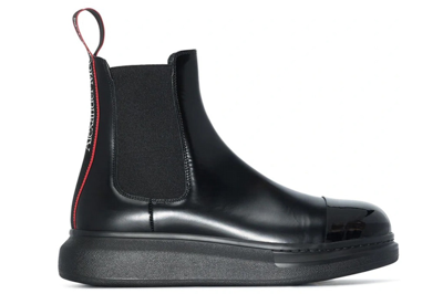 Pre-owned Alexander Mcqueen Hybrid Leather Chelsea Boot Black Red In Black/red