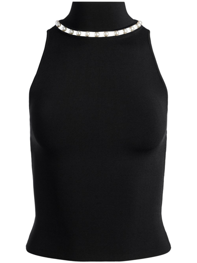 Alice And Olivia Annalee Knit Turtleneck Tank Top In Black
