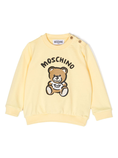 Moschino Babies' Teddy Bear-print Cotton Sweatshirt In Yellow