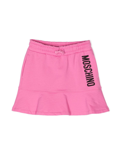 Moschino Kids' Logo-print Drawstring-waist Skirt In Pink
