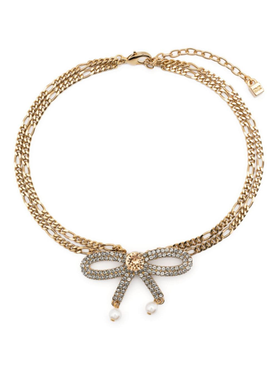 Dsquared2 Bow Curb-chain Necklace In Gold