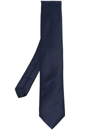Corneliani Satin-finish Silk Tie In Blue