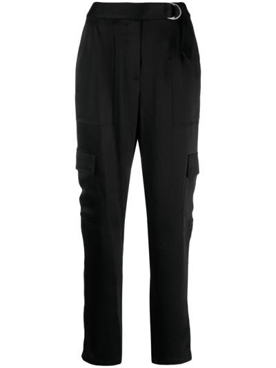 Simkhai Tapered-leg Satin Trousers In Black