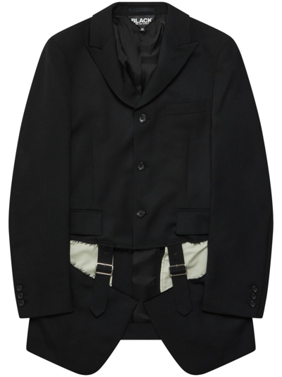 Black Comme Des Garçons Cut-out Buckle-detail Blazer In Black