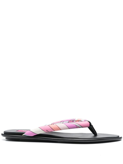 Pucci Iride-print Flip Flops In Black