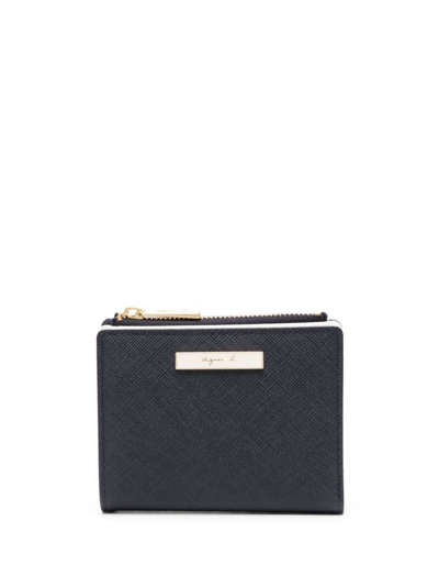 Agnès B. Bi-fold Leather Wallet In Blue