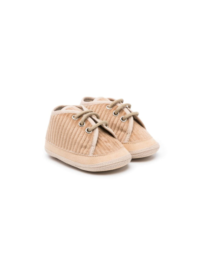 Colorichiari Babies' Corduroy Lace-up Sneakers In Neutrals