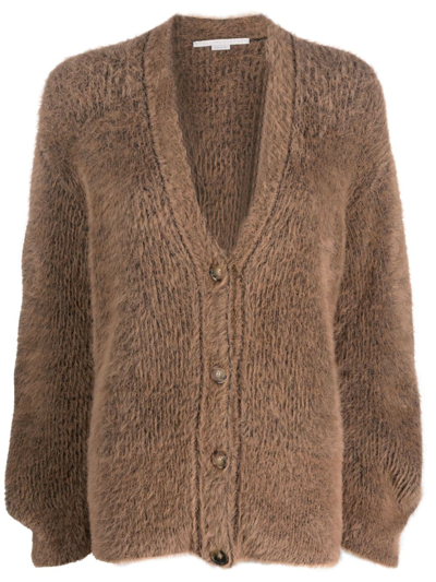 Stella Mccartney Wool Blend Cardigan In Dark Camel