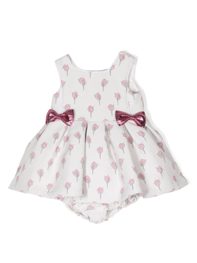 Hucklebones London Babies' Rose-print Dress Set In White