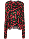 DOLCE & GABBANA CHERRY-PRINT LONG-SLEEVE BLOUSE