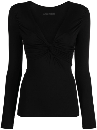 Zadig & Voltaire Twisted Jersey Top In Black