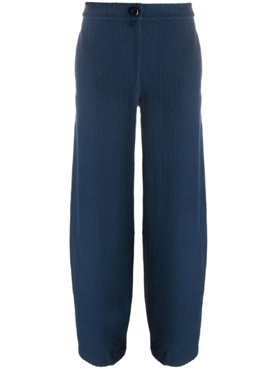 Emporio Armani Chevron-jacquard Mid-rise Trousers In Dark Blue