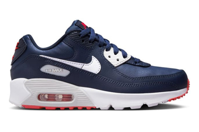 Pre-owned Nike Air Max 90 Leather Obsidian Track Red (gs) In Obsidian/midnight Navy/track Red