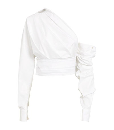 Alexander Wang Cotton Cropped Wrap Shirt In White