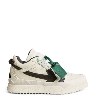 OFF-WHITE LEATHER MID-TOP SPONGE SNEAKERS
