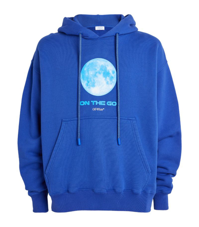 Off-white Cotton Graphic Print Hoodie In Blue