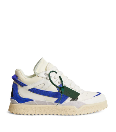 OFF-WHITE LEATHER MID-TOP SPONGE SNEAKERS