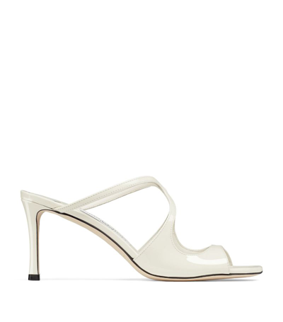 Jimmy Choo Anise 75 Patent Leather Sandals In White