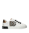 DOLCE & GABBANA LEATHER EMBELLISHED LOGO SNEAKERS